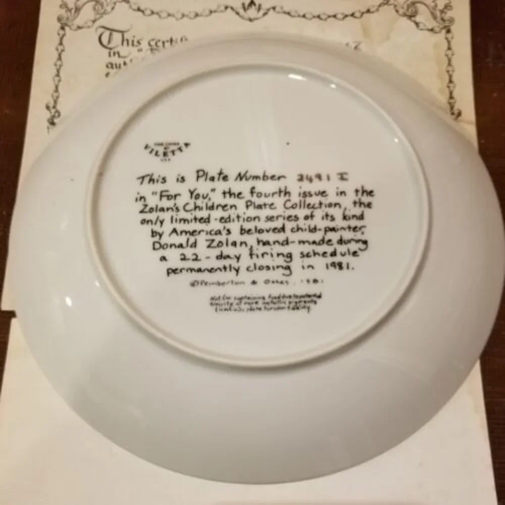 For You Zolan's Children Collectors Plate Viletta Pemberton & Oakes w/ CoA #2491